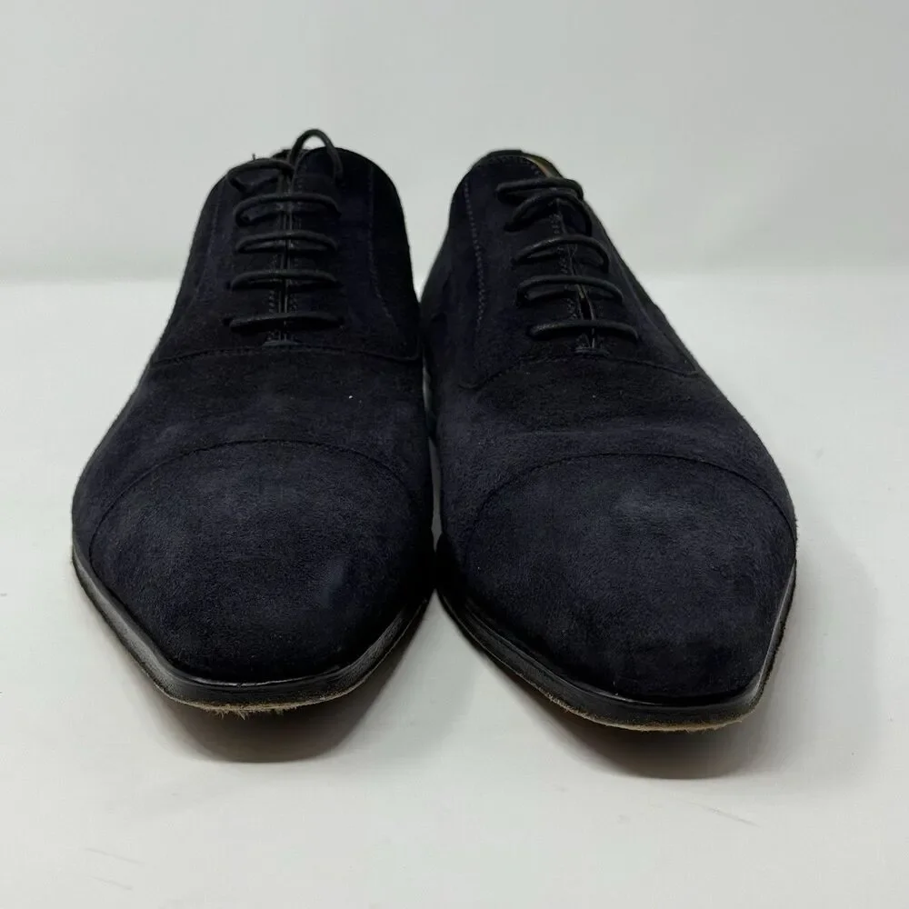Blue Sole Vero Cuoio Oxford Shoes Men's Blue Suede 10.5M Wingtip Made in Spain